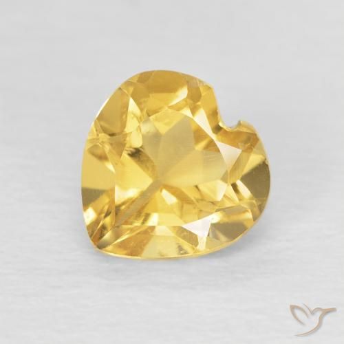 0.77ct 자연스러운 브라이트 골드 황수정, 마음, VVS-VS