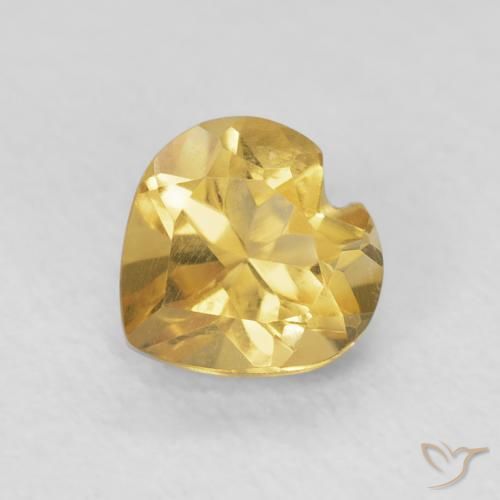 0.75ct 자연스러운 미디엄 골드 황수정, 마음, VVS