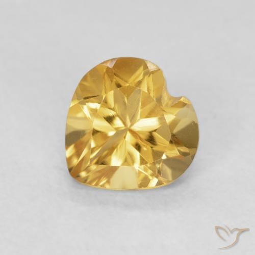 0.74ct 자연스러운 딥 골든 오렌지 황수정, 마음, VVS