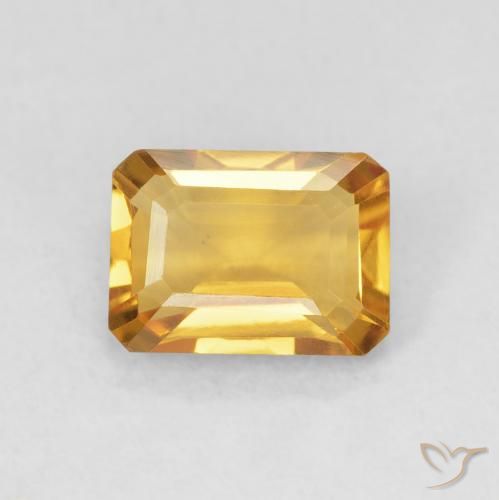 1.32ct 자연스러운 Medium Light-Golden 황수정, 에메랄드 컷, VS