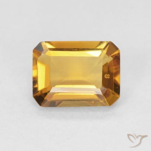 1.44ct 자연스러운 오렌지-골드 황수정, 에메랄드 컷, VVS