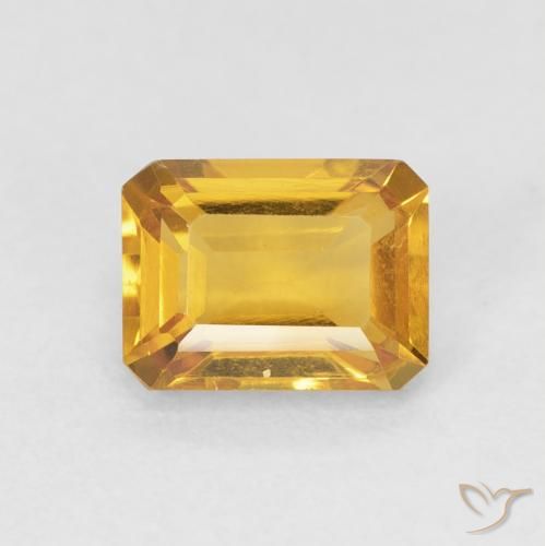 1.61ct 자연스러운 오렌지-골드 황수정, 에메랄드 컷, VVS