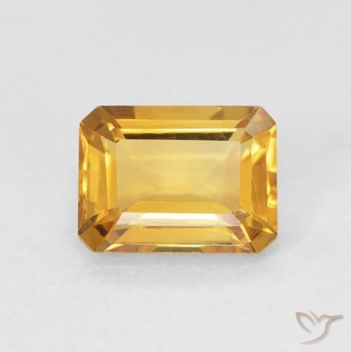 1.59ct 자연스러운 Medium Light Orange-Gold 황수정, 에메랄드 컷, VVS