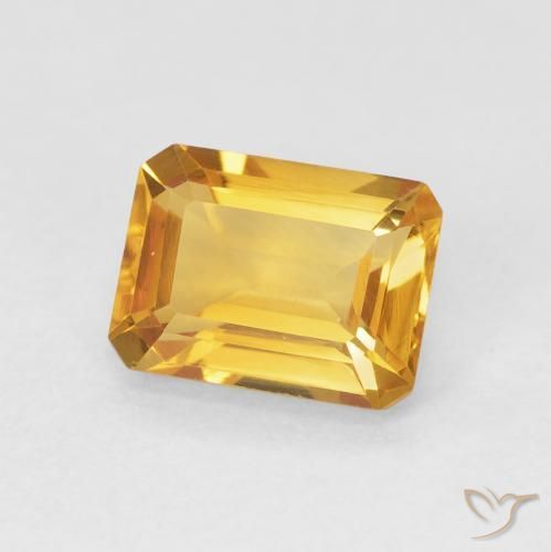 1.59캐럿 천연 Medium Light Orange-Gold 황수정, 옥타곤 / 에메랄드 컷, VVS