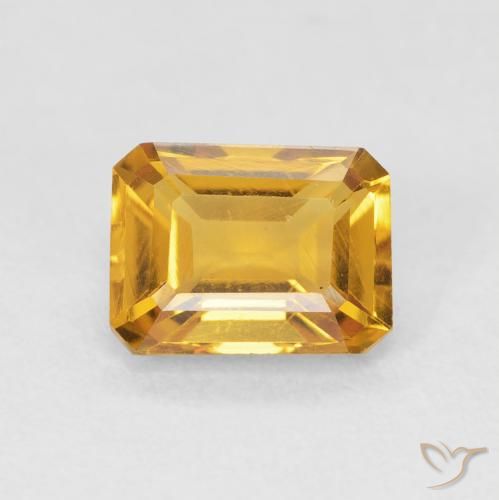 1.58ct 자연스러운 Medium Light Orange-Gold 황수정, 에메랄드 컷, VVS