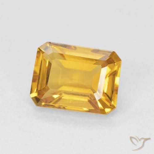 1.58캐럿 천연 Medium Light Orange-Gold 황수정, 옥타곤 / 에메랄드 컷, VVS