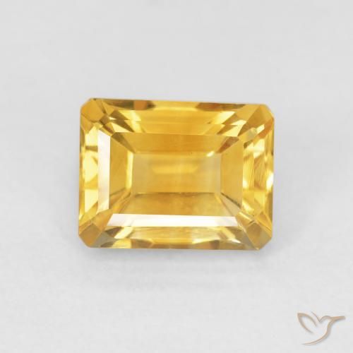 1.93ct 자연스러운 미디엄 골드 황수정, 에메랄드 컷, VVS