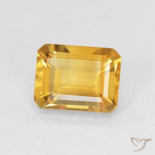 1.64캐럿 천연 Medium Light Orange-Gold 황수정, 옥타곤 / 에메랄드 컷, VVS