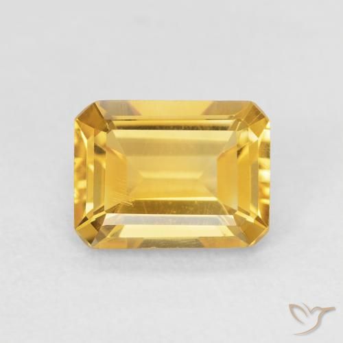 1.42ct 자연스러운 골든 황수정, 에메랄드 컷, VVS