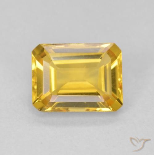 1.56ct 자연스러운 골든 황수정, 에메랄드 컷, VVS-VS