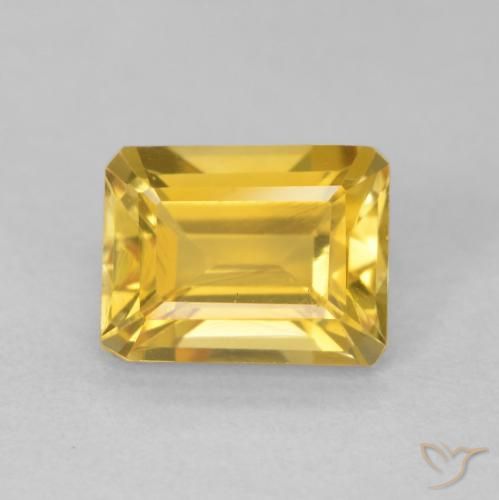 1.65ct 자연스러운 골든 황수정, 에메랄드 컷, VVS-VS