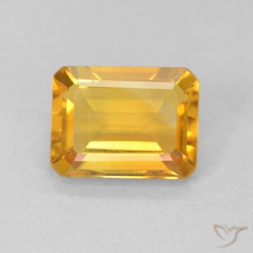 1.40ct 자연스러운 골든 오렌지 황수정, 에메랄드 컷, VVS-VS