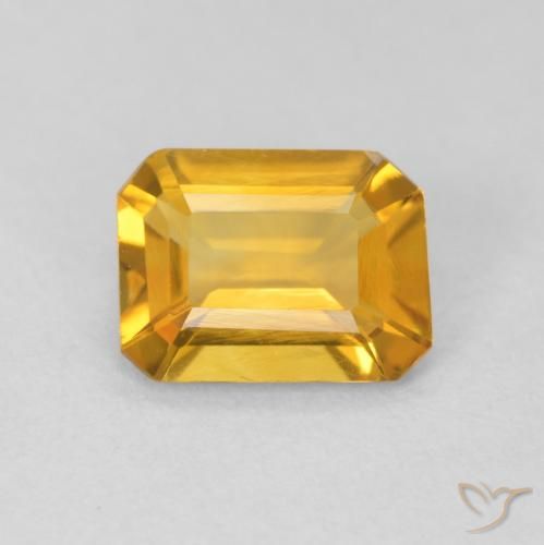 1.13ct 자연스러운 Medium Light Orange-Gold 황수정, 에메랄드 컷, VVS-VS