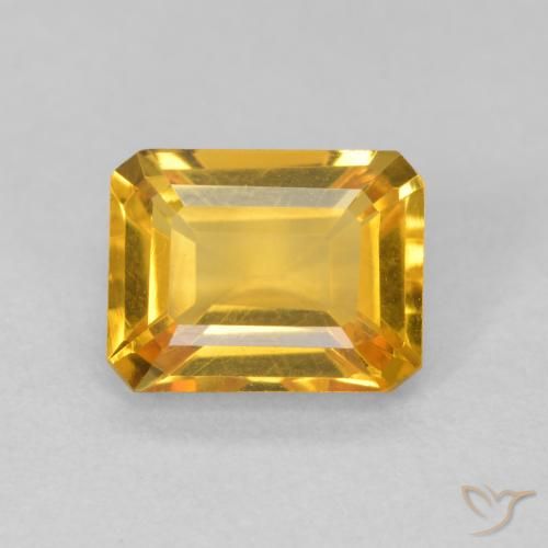 1.52ct 자연스러운 오렌지-골드 황수정, 에메랄드 컷, VVS-VS
