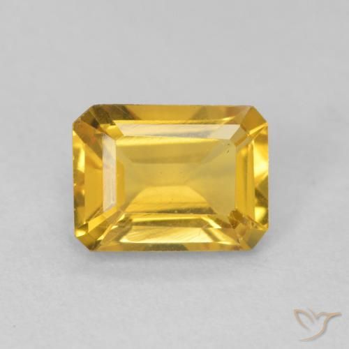 1.29ct 자연스러운 골든 황수정, 에메랄드 컷, VVS-VS