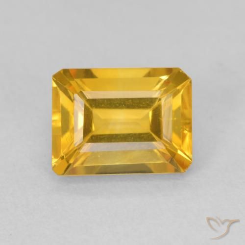 1.60ct 자연스러운 딥 골든 오렌지 황수정, 에메랄드 컷, VVS-VS