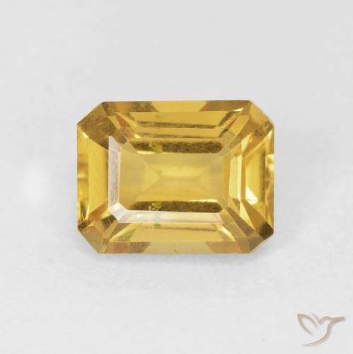 1.63ct 자연스러운 골든 황수정, 에메랄드 컷, VVS-VS