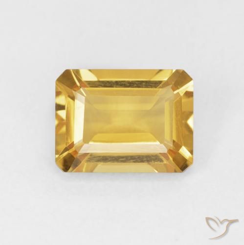 1.52ct 자연스러운 골든 황수정, 에메랄드 컷, VVS-VS