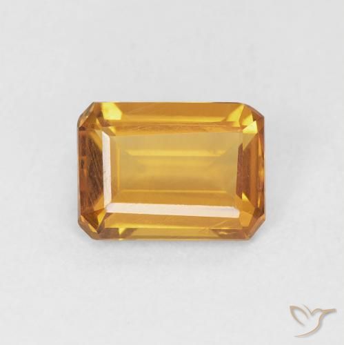 1.18ct 자연스러운 오렌지-골드 황수정, 에메랄드 컷, VS