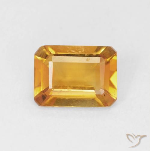 1.16ct 자연스러운 오렌지-골드 황수정, 에메랄드 컷, VS