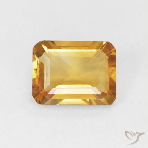 1.42ct 자연스러운 미디엄 오렌지-골드 황수정, 에메랄드 컷, VVS-VS