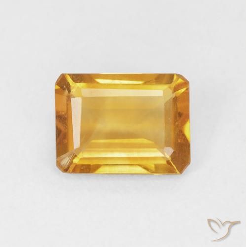1.15ct 자연스러운 골든 오렌지 황수정, 에메랄드 컷, VS