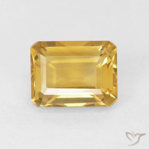 1.75ct 자연스러운 골든 황수정, 에메랄드 컷, VVS