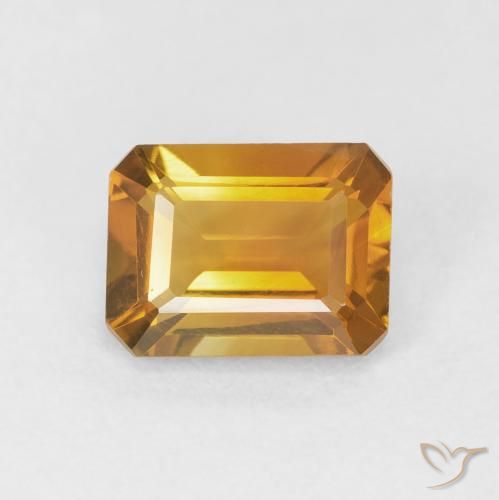 1.47ct 자연스러운 오렌지-골드 황수정, 에메랄드 컷, VVS