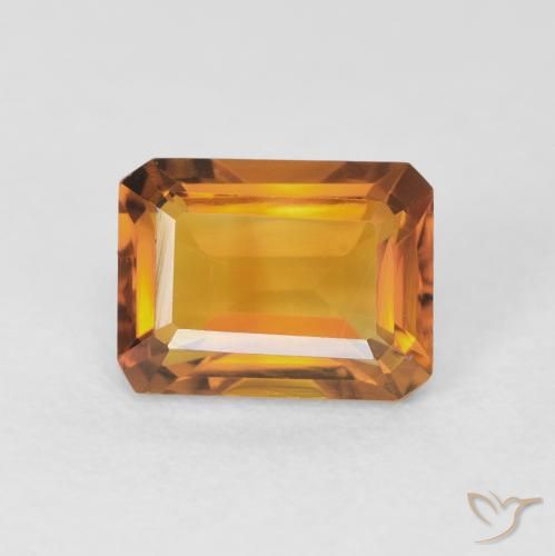 1.68ct 자연스러운 딥 오렌지-골드 황수정, 에메랄드 컷, VVS