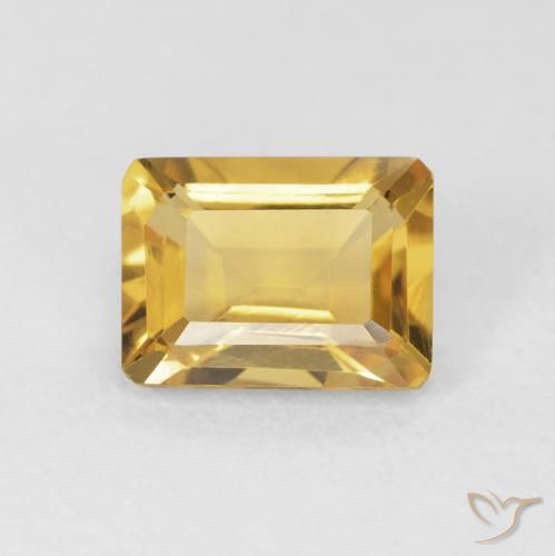 1.45ct 자연스러운 골든 황수정, 에메랄드 컷, VVS