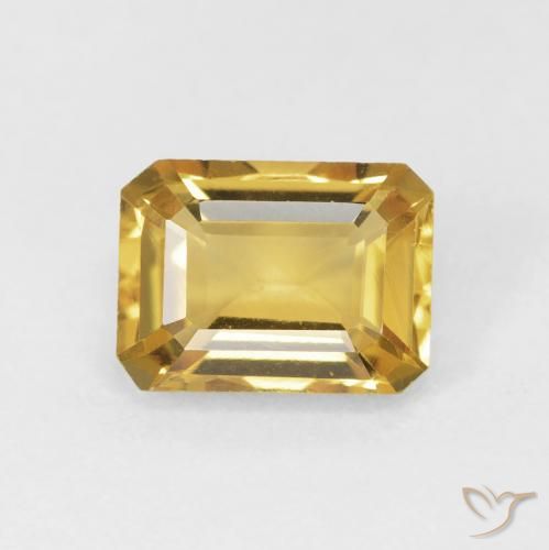 1.53ct 자연스러운 골든 황수정, 에메랄드 컷, VVS