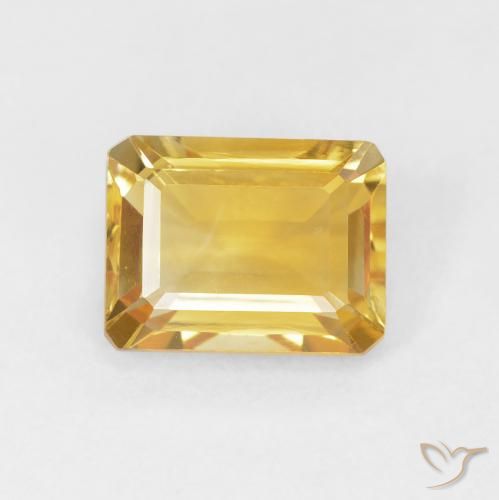 1.56ct 자연스러운 골든 황수정, 에메랄드 컷, VVS