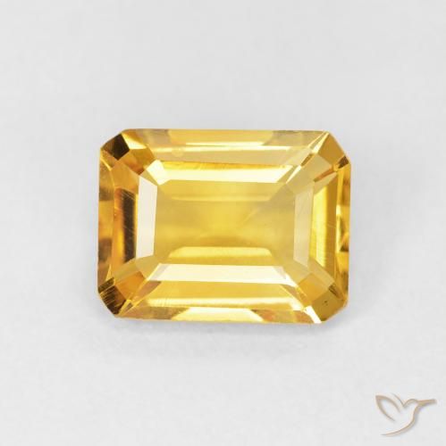 1.40ct 자연스러운 골든 황수정, 에메랄드 컷, VVS-VS