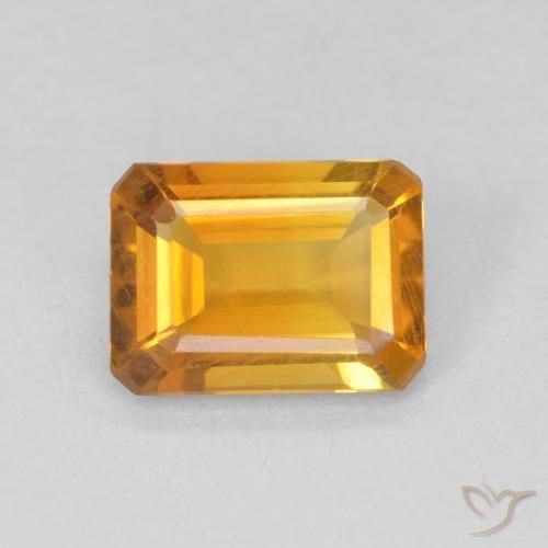 1.13ct 자연스러운 미디엄 오렌지 황수정, 에메랄드 컷, VVS-VS