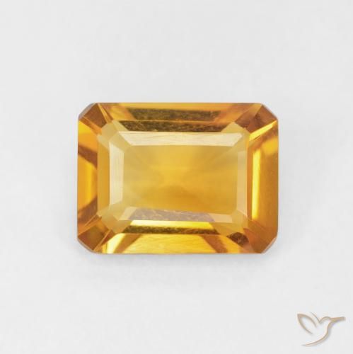 1.32ct 자연스러운 미디엄 오렌지-골드 황수정, 에메랄드 컷, VVS