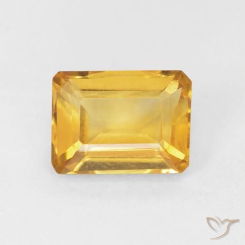 1.55ct 자연스러운 골든 오렌지 황수정, 에메랄드 컷, VVS