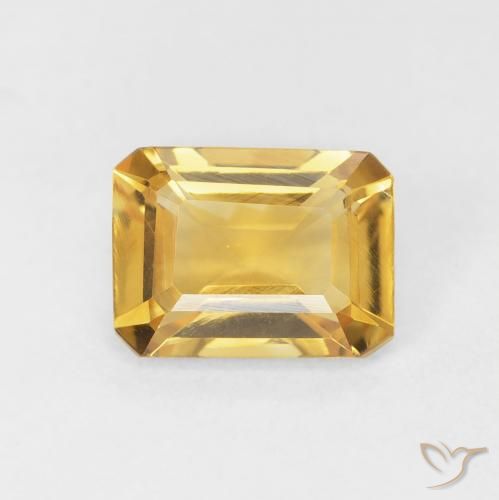 1.37ct 자연스러운 딥 골드 황수정, 에메랄드 컷, VVS