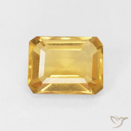 1.66ct 자연스러운 딥 골드 황수정, 에메랄드 컷, VVS