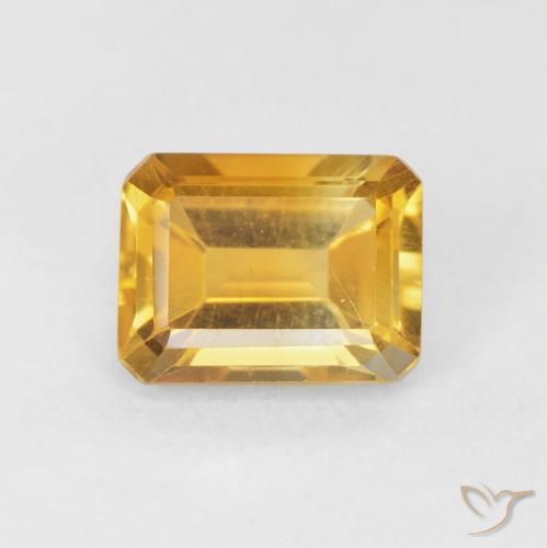 1.54ct 자연스러운 오렌지-골드 황수정, 에메랄드 컷, VVS
