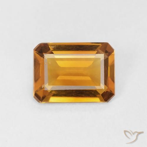 1.10ct 자연스러운 Medium Light-Golden 황수정, 에메랄드 컷, VS