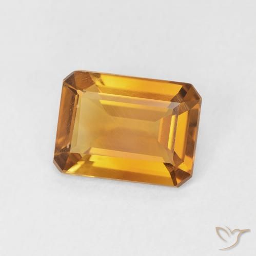 1.10캐럿 천연 Medium Light-Golden 황수정, 옥타곤 / 에메랄드 컷, VS