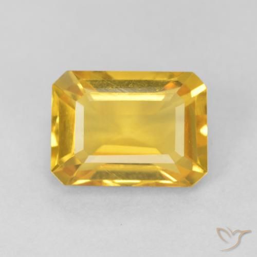 1.56ct 자연스러운 브라이트 골드 황수정, 에메랄드 컷, VVS