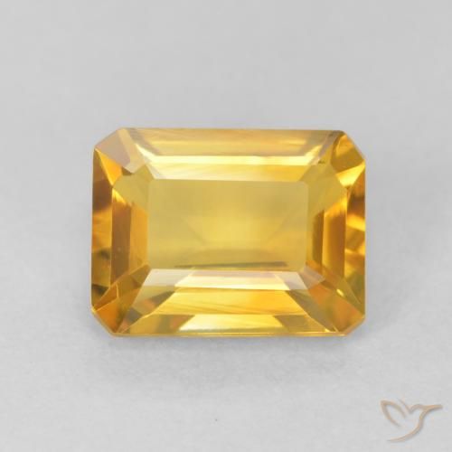 1.51ct 자연스러운 브라이트 골드 황수정, 에메랄드 컷, VVS