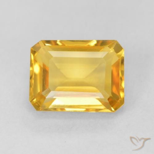 1.78ct 자연스러운 미디엄 골드 황수정, 에메랄드 컷, VVS