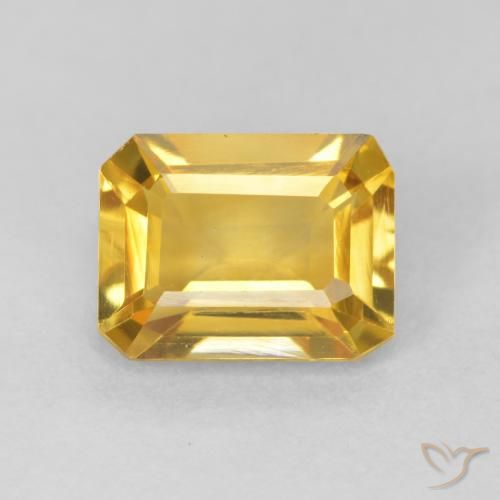 1.42ct 자연스러운 미디엄 골드 황수정, 에메랄드 컷, VVS
