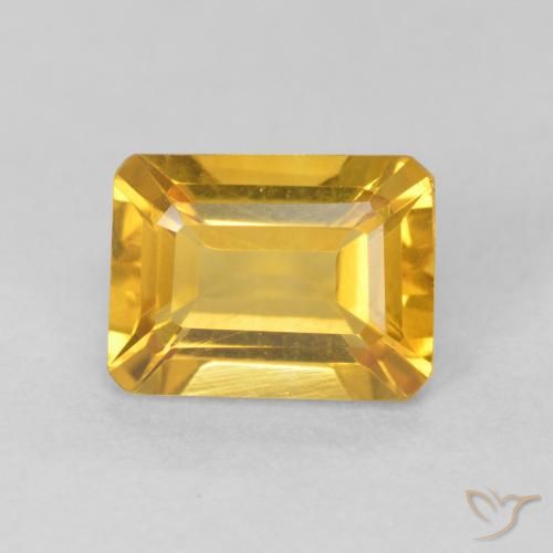 1.47ct 자연스러운 브라이트 골드 황수정, 에메랄드 컷, VVS