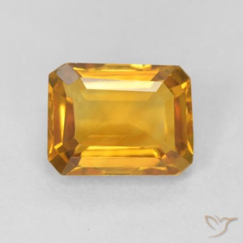 1.52ct 자연스러운 오렌지-골드 황수정, 에메랄드 컷, VVS