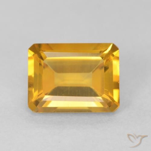 1.54ct 자연스러운 오렌지-골드 황수정, 에메랄드 컷, VVS