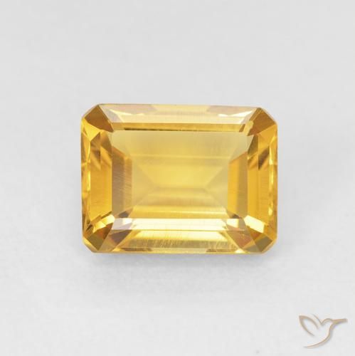 1.49ct 자연스러운 골든 황수정, 에메랄드 컷, VVS-VS