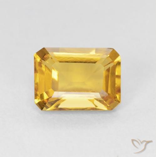 1.38ct 자연스러운 골든 황수정, 에메랄드 컷, VVS-VS